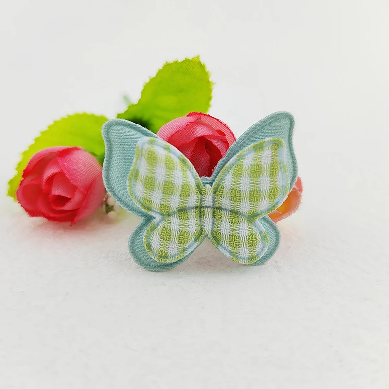 30 Stück 4,2*3,2 cm Gingham Zweischichtige Schmetterlingsapplikationen für Kleidung, Hüte, Nähzubehör, DIY-Kopfschmuck, Haarspangen, Schleifendekoration, Aufnäher – Detail 7