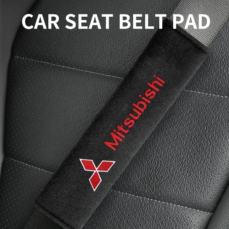 Suede Car Safety Belts Shoulder Protection For Mitsubishi Logo ASX Outlander Lancer Pajero Eclipse Galant Mirage Accessories