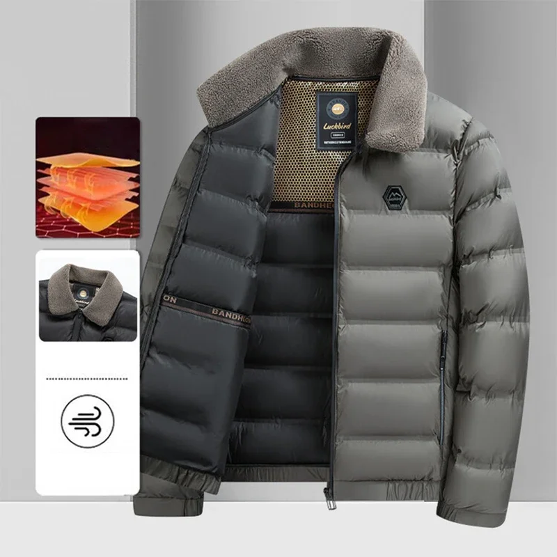 Big Collar 2026Winter Parkas Men Thicken Casual Outwear Slim Fit Outwear Waterproof Warm Stand Collar Outwear Coat Cotton Jacket