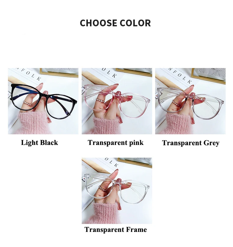 Fashion  Anti-blue Light Myopia Glasses Classic Round Large Frame Eyeglasses Men Women Retro Short-sighted Prescription Eyewear