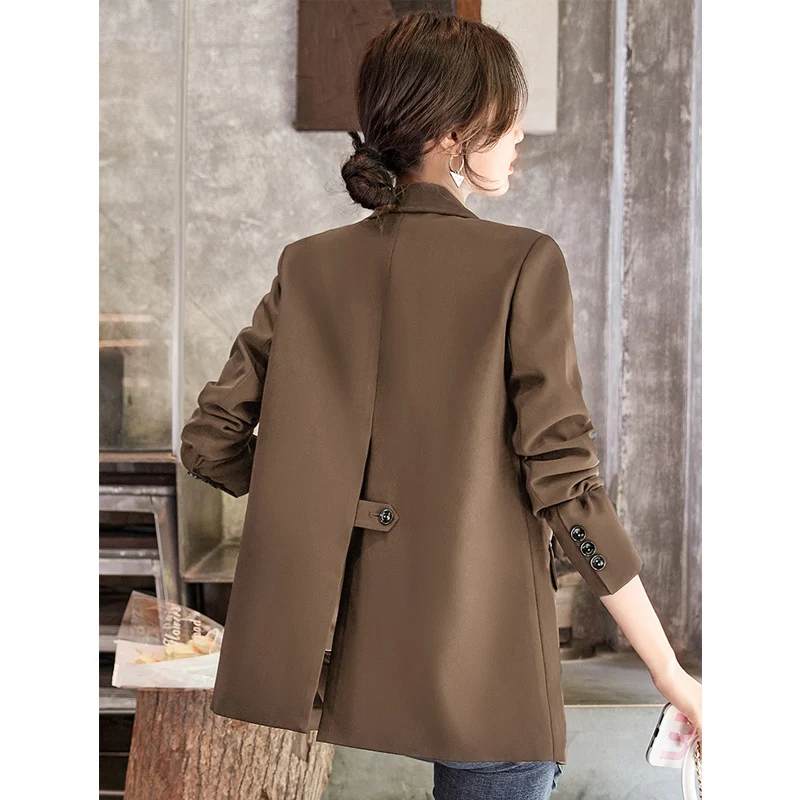 

Brown Women's Suit Jacket 2024 Spring and Autumn High-end Sense Fashion Casual Blazer Fried Street Korean Style Lady Suit Top