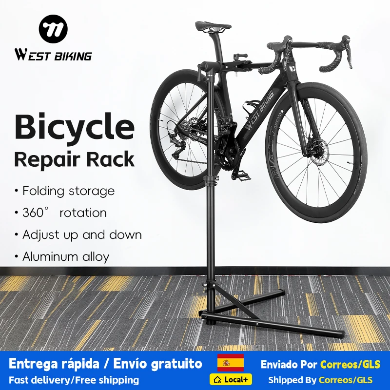 WEST BIKING-Soporte multiusos para reparación de bicicletas, expositor plegable de almacenamiento, mantenimiento profesional de bicicletas, bastidores de pared/suelo