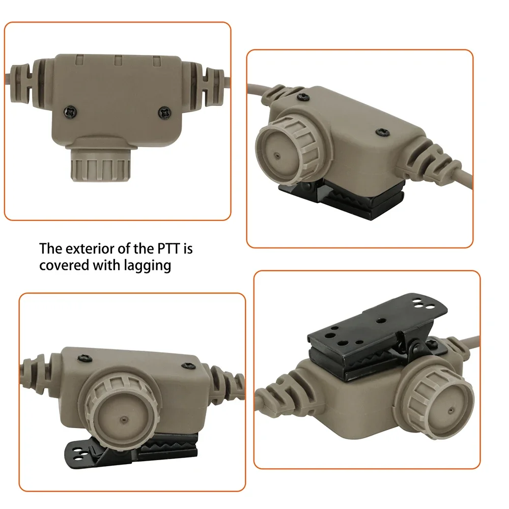 Tactical Military U94 PTT RAC PTT Midland Tactical Headset Adapter for Original PELTO MAS COMTA Hunting Headphone Airsoft Nato