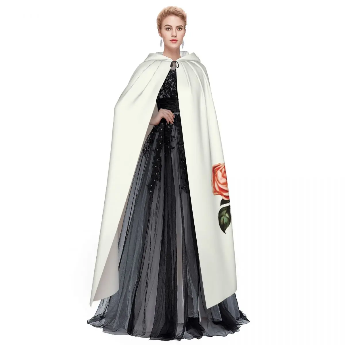 เสื้อคลุมยาวมีฮู้ดลายพระแม่มารี พระหฤทัยบริสุทธิ์ ชุดคอสเพลย์แม่มดยุคกลาง ผ้าคลุมฮาโลวีน แวมไพร์ สำหรับผู้ใหญ่ ทุกเพศ