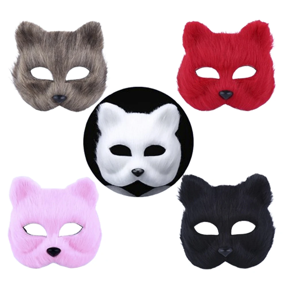 Halloween Fox Shape Half Face Eye Mask Sexy Imitation Cat Hair Animal Mask Christmas Carnival Party Cosplay Costume Props