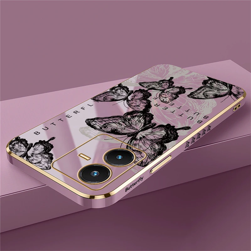 Vivo S18 S17 Pro Case Cute Butterfly Print Cover For Vivo V15 Pro V11 V11i V5 Lite V7 Plus S16 S10E S12 S7 S1 Pro Plating Cover