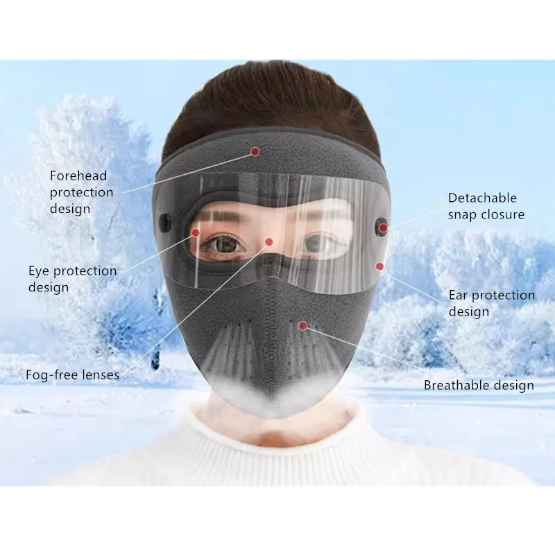 5PCS Winter Warm Face Mask Windproof Thickened Breathable Ear Protection Ski Mask Thermal Motorcycle Bicycle Outdoor Sport Mask