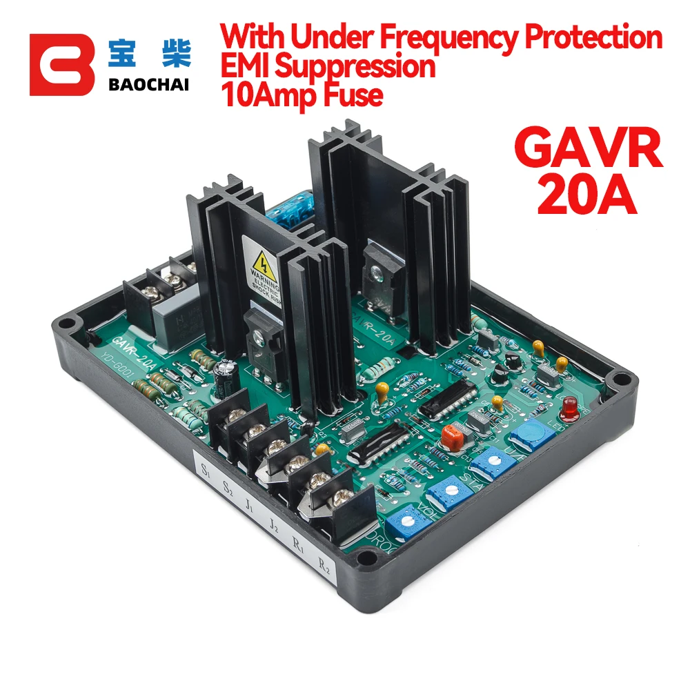 GAVR-20A AVR Universal Brushless AVR Generato Automatic Voltage Regulator Module 220/400VAC Frequency Protection EMI Suppression