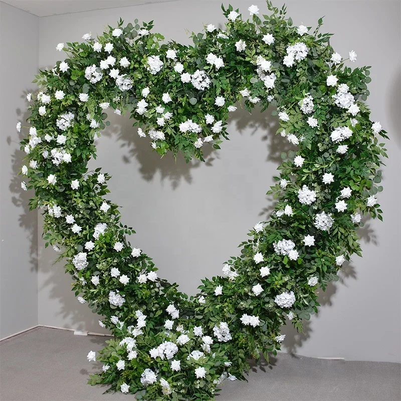 JCF135 Green Plant Rose Heart Flower Wedding Stage Background Decoration Simulation Rose Row Flowers