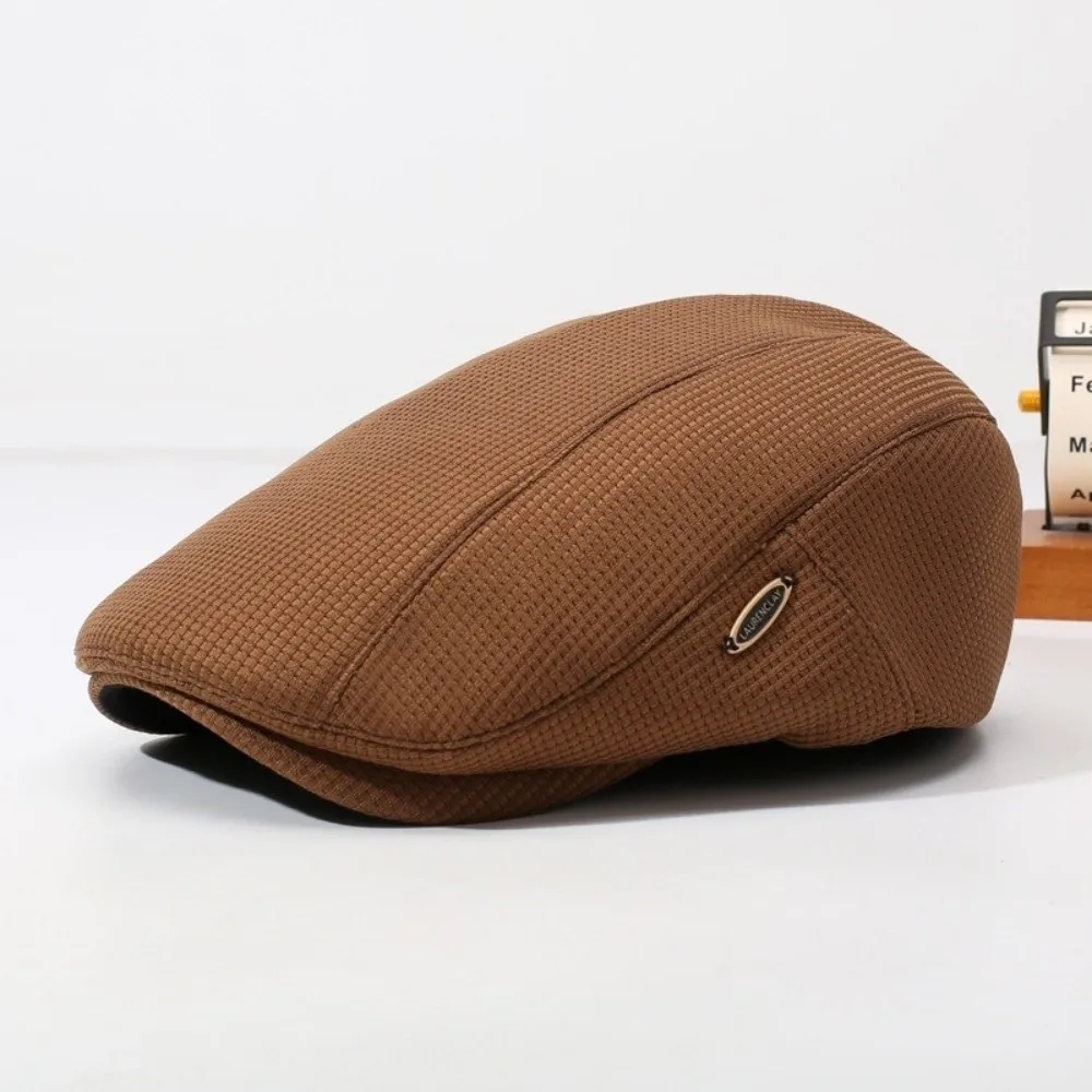 Simple Unisex Design Flat Cap Winter Warm Korean Fashion Newsboy Cap Knit Texture British Style Beret Hat For Men