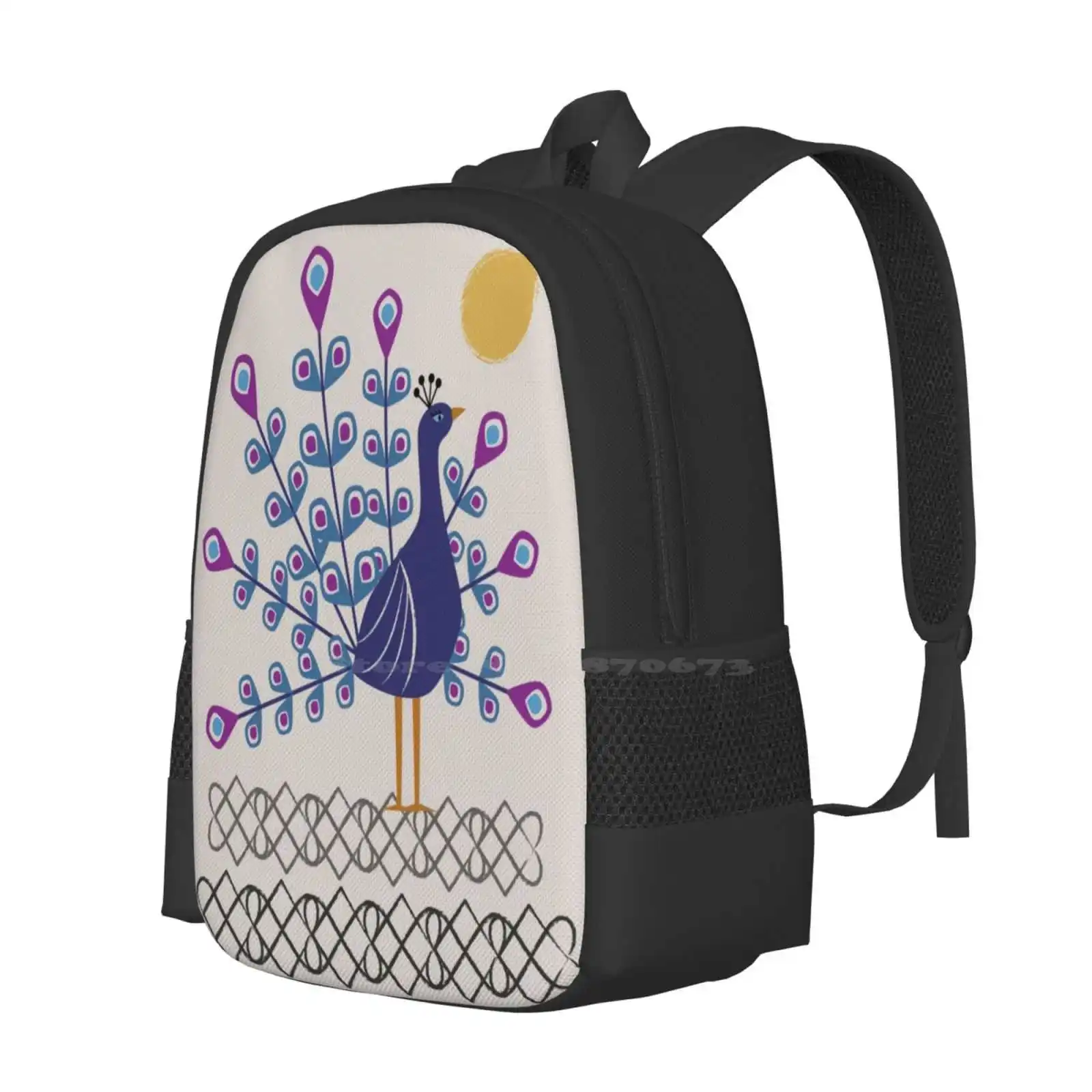 Gemmy Peacock Hot Sale Schoolbag Backpack Fashion Bags Peacock Feathers Quirky Proud Confident Happy Fun Birds Arrogant