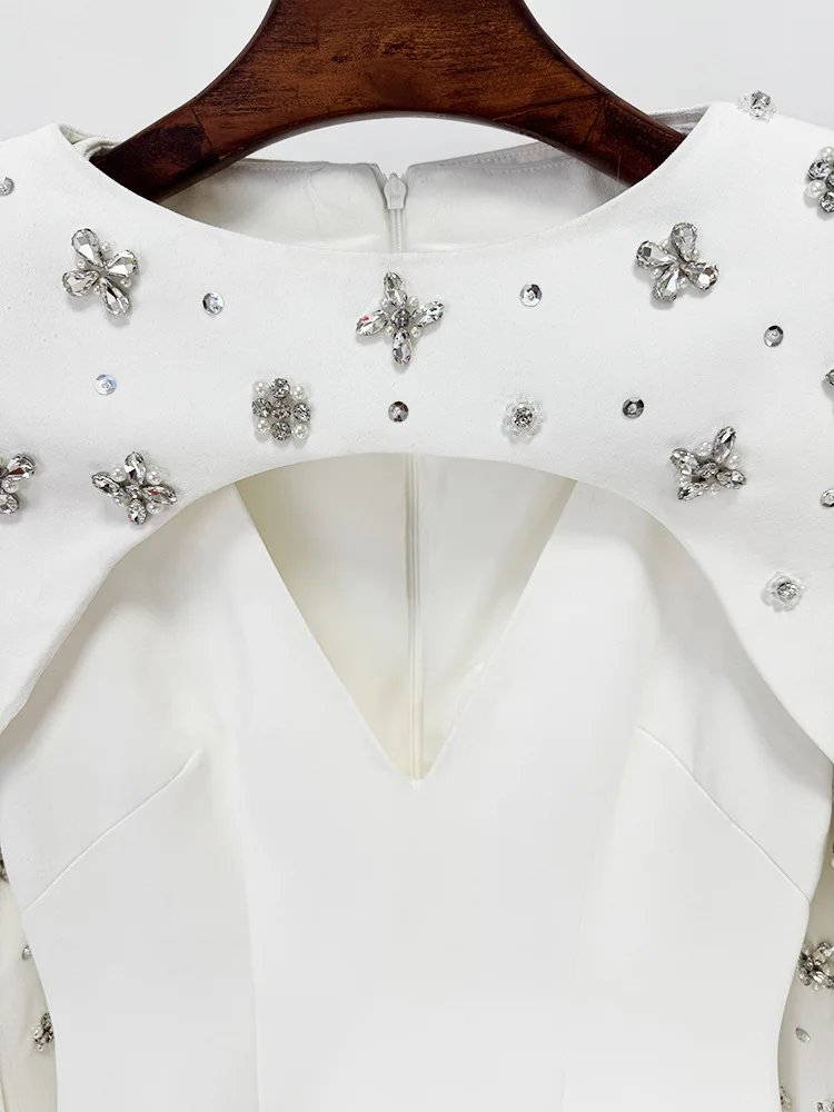 HIGH STREET 최신 2025 디자이너 Vestido 여성용 다이아몬드 페르시 케이프 슬리브 바닥 길이 맥시 롱 드레스