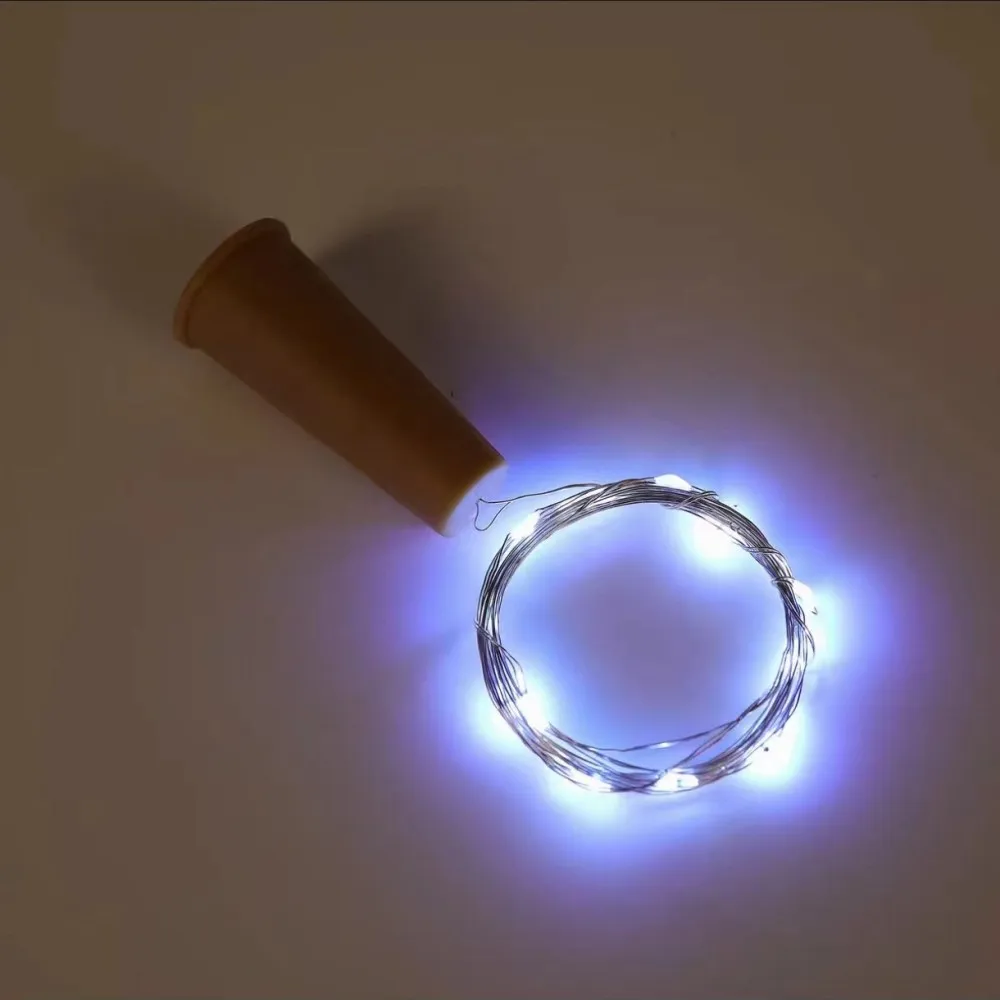 Barra de luz de hadas para botella de corcho de vino, 12 piezas, alimentada por batería, 20LED, tapón de botella para fiesta de cumpleaños, con batería