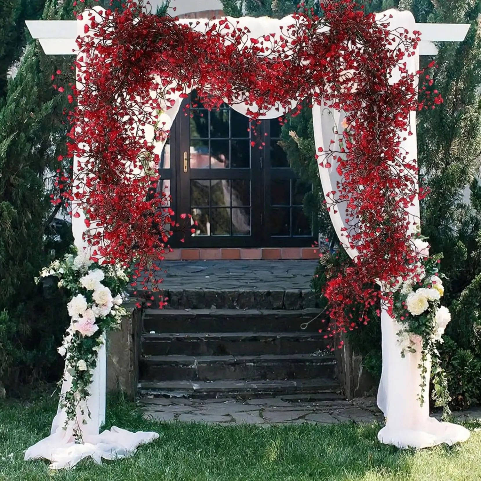 180 سنتيمتر النباتات الاصطناعية معلقة جارلاند البلاستيك السرخس الحمراء نبات اللبلاب وهمية المنزل الزفاف الجدول حفلة حديقة عيد الميلاد الديكور #5