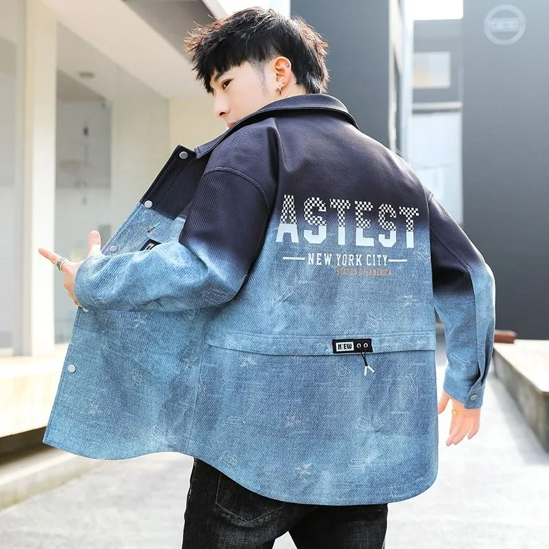 

2024 Spring Autumn New Men's Hong Kong Style Large Size Jacket Lapel Casual Versatile Outerwear Youth Fashion Loose Thin Outcoat
