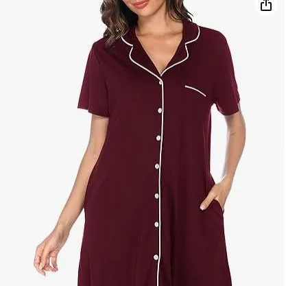 

Ночная рубашка для женщин, рубашка для сна, одежда для сна с короткими рукавами и длинными рукавами, ночная рубашка бойфренда, пижамное платье на пуговицах, S-XXL