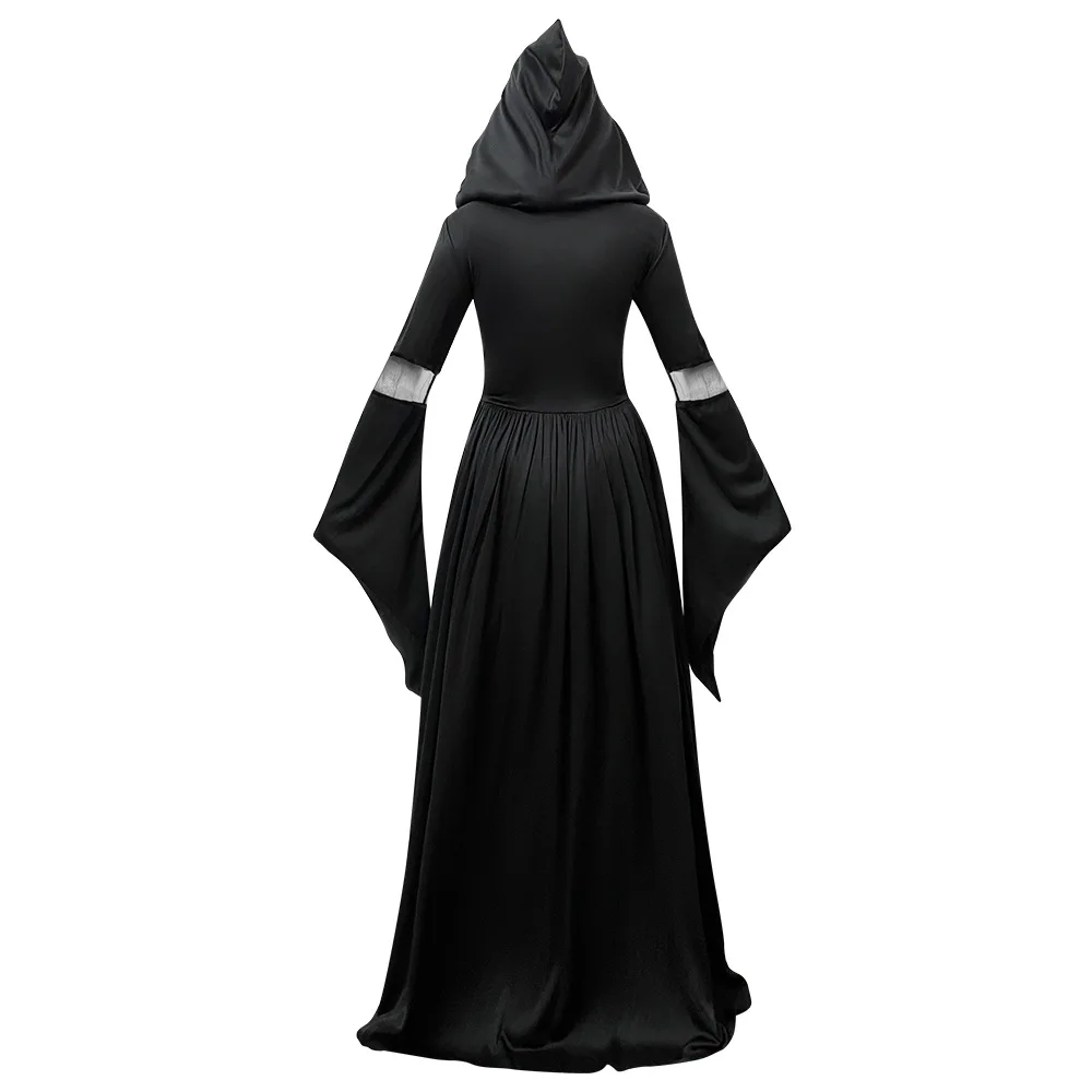 Halloween Witch Costume with Hooded Skull-Witch-Mage Cosplay Stage Performance Attire view 5