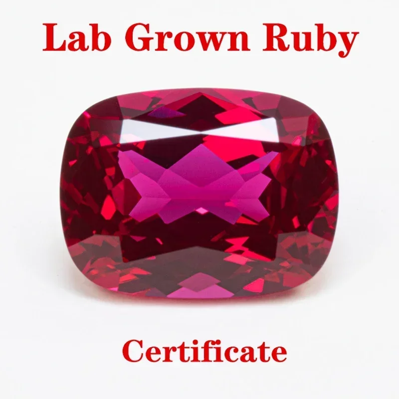 

Top Lab Grown Red Gemstone Rectangular Cushion Shape VVS1 Selectable AGL Certificate for Charms DIY Jewelry Making Materials