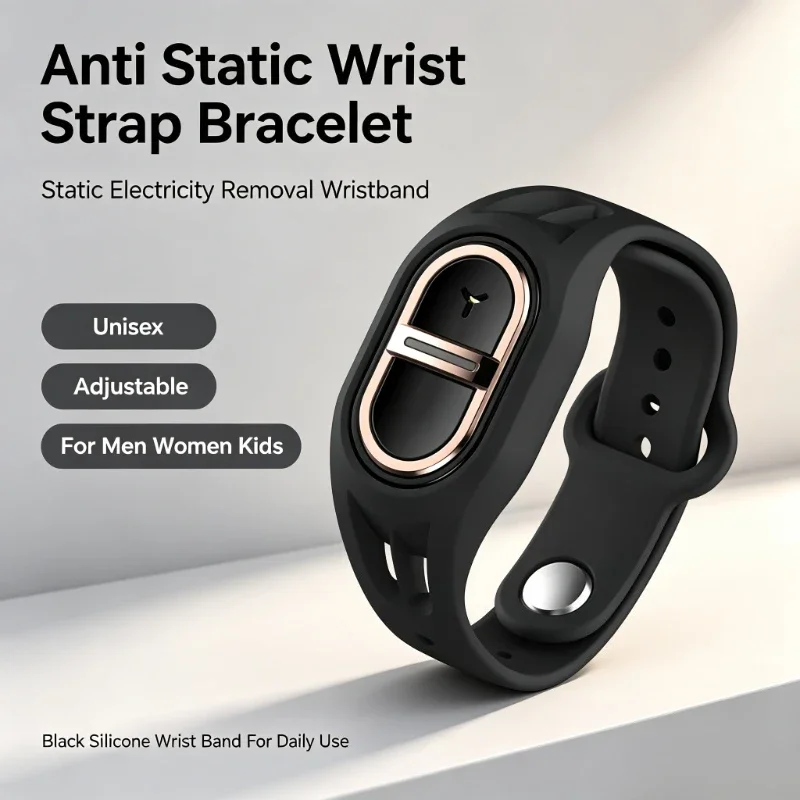 Anti Static Wrist Strap Bracelet Static Electricity Removal Unisex Black Wristband for Men Women Static Eliminator Wrist Band