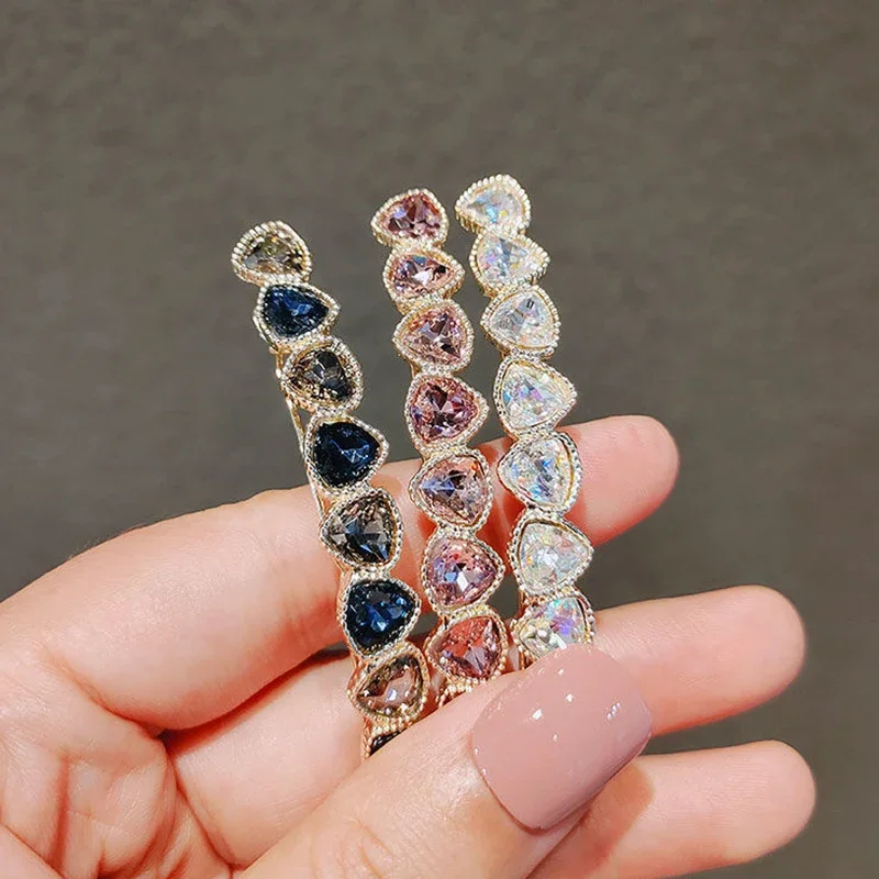Geometrische Kristall Strass Reihe Haar Clips Frau Seite Clip Barrettes Haarnadel Legierung Koreanischen Stil Mode Haar Zubehör