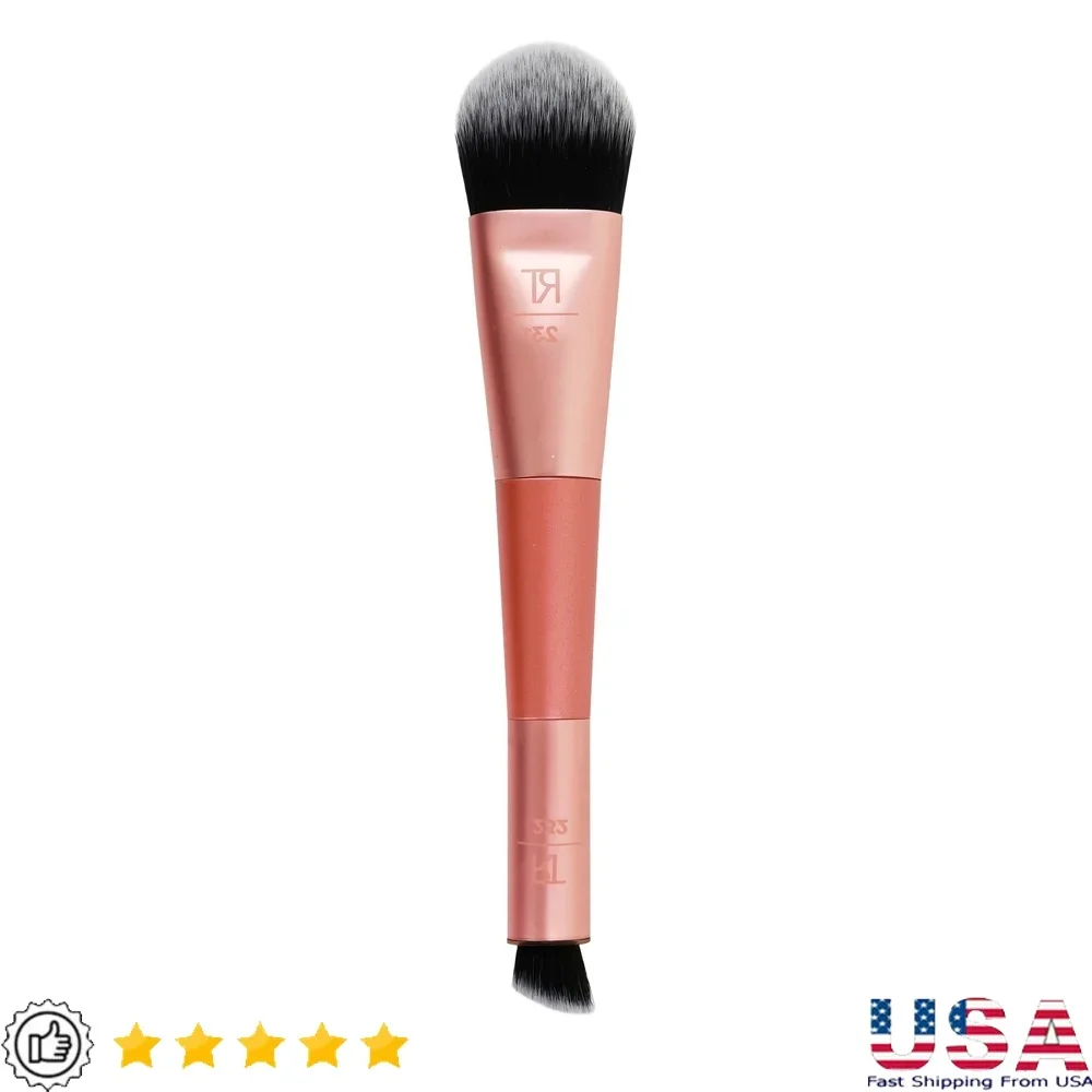 

2-в-1 двусторонняя кисть для макияжа, тональный крем, консилер, дорожный инструмент, выдвижной чехол, безупречное применение, без жестокости, веганский