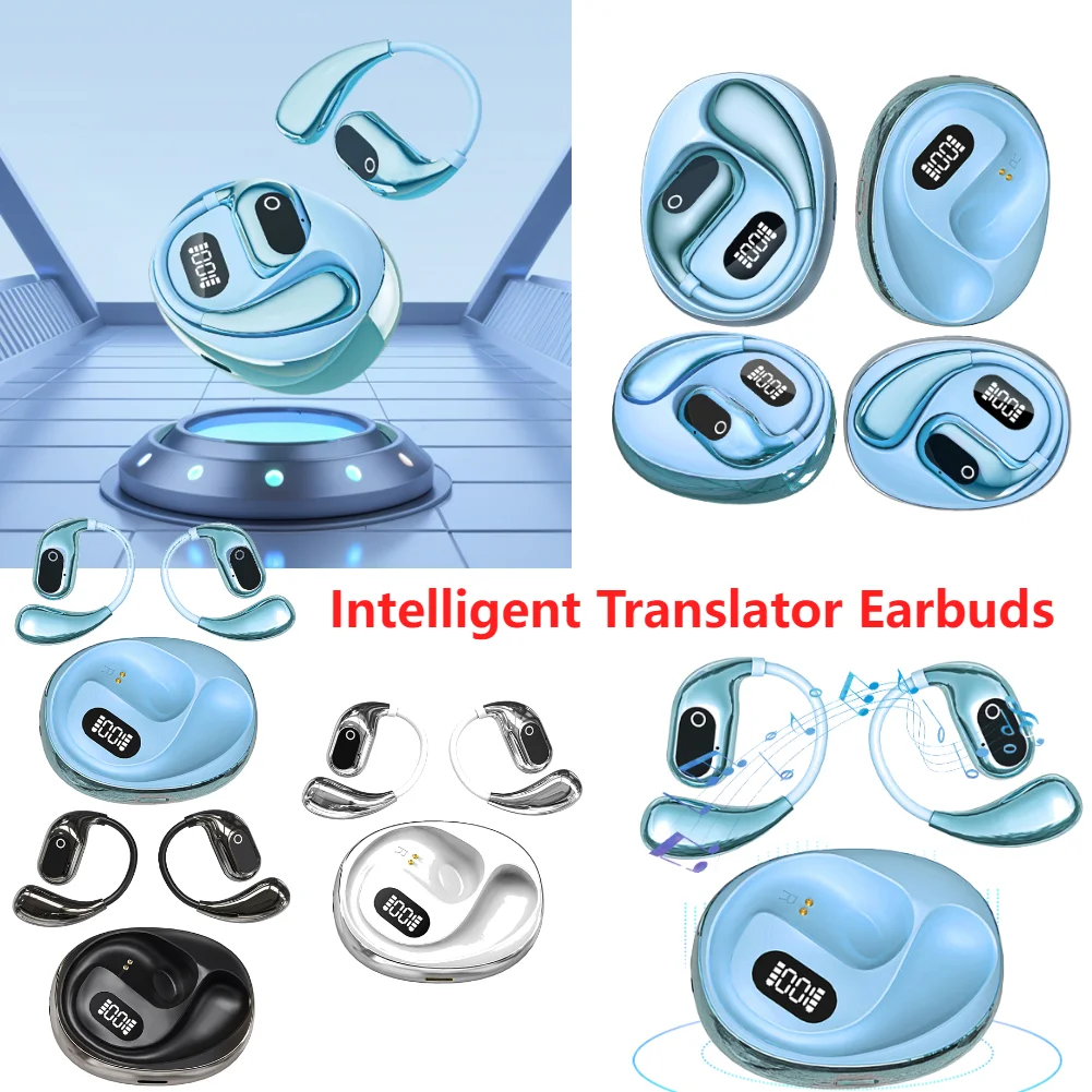 AI Intelligent Translator Earbuds 138 Languages Bluetooth-Compatible 5.3 Two-Way Voice Translator Waterproof Open Ear Headphones