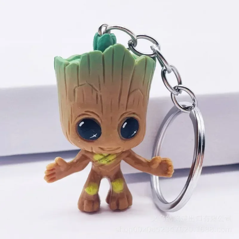 Marvel Groot Promozione Portachiavi Decorazione Action Figure Giocattolo carino Q Figural Decorazione da scrivania Modello Kawaii Regali di compleanno per bambini