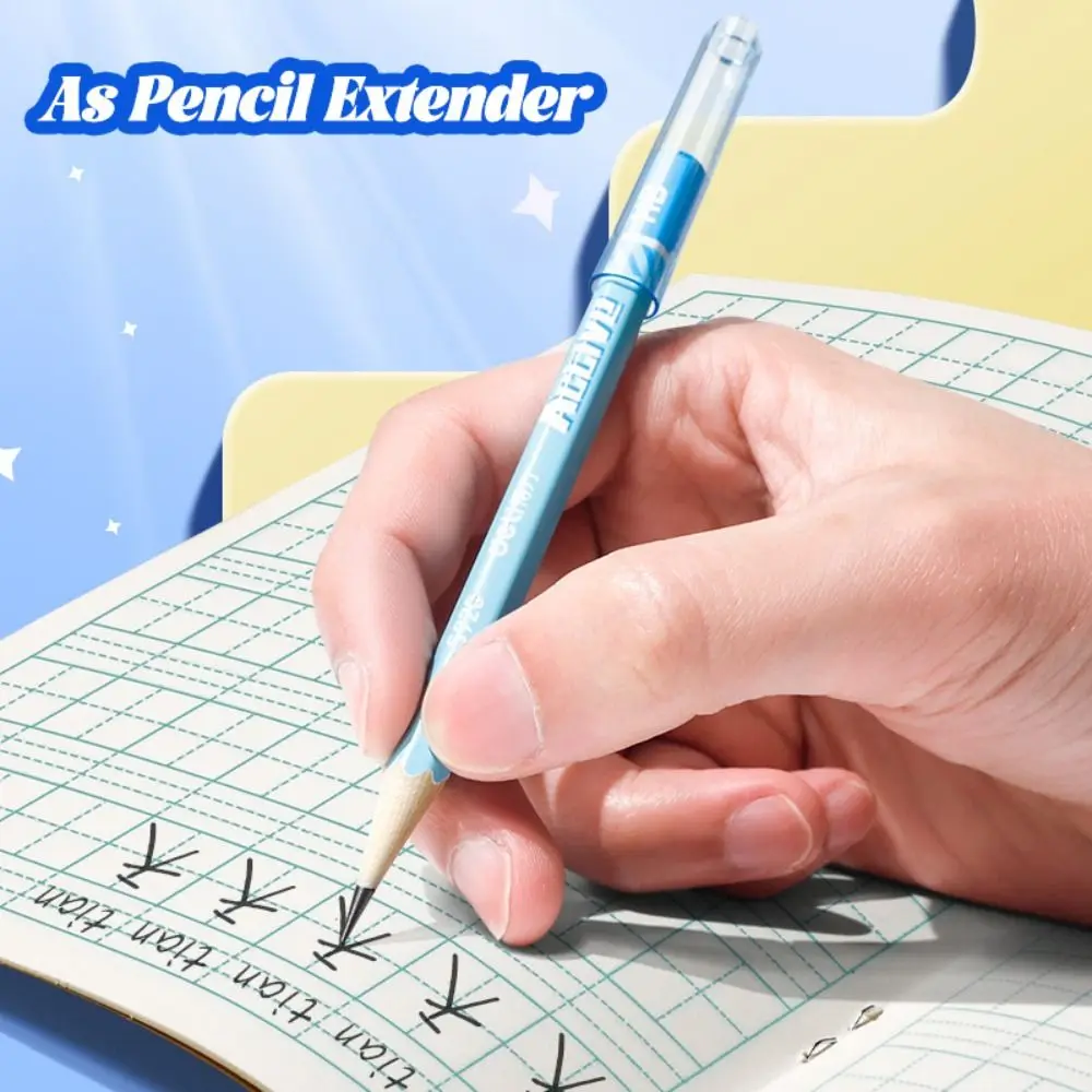 35PCS/Box Cute Plastic Pencil Cap Solid Color Transparent Pencil Extender Pencil Protective Case School Office