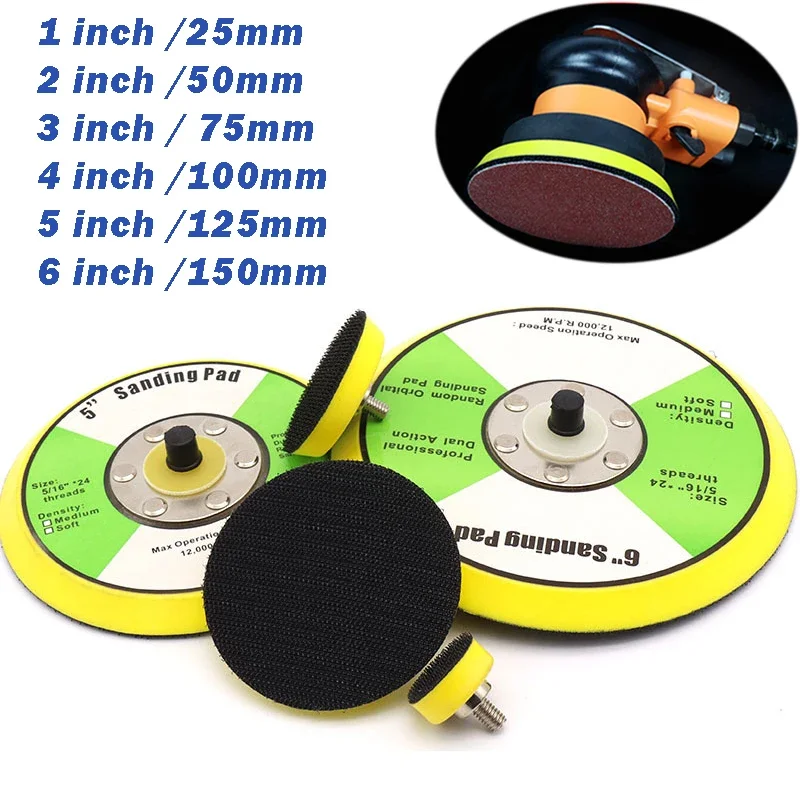 1/2/3/4/5/6 Inch Polishing Sanding Pad Pneumatic Sander Disc Backer Plate Hook&Loop M5M6M8 Thread For Dremel Grinder Rotary Tool