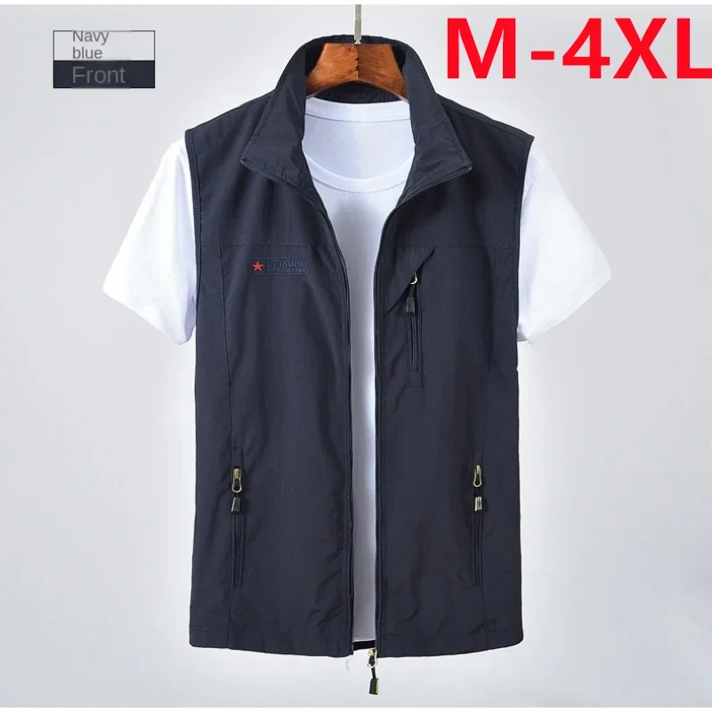 Leather Vests for Men Camping Vest MAN Men's Coats Multi-pockets Large Size Motorcyclist Hunting Summer Mountaineering Tactical