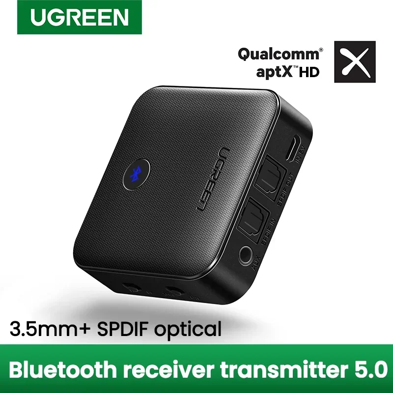 

UGREEN BT 5.0 Receiver Transmitter aptX HD CSR8675 for TV Headphones Optical 3.5mm SPDIF BT AUX Audio Adapter