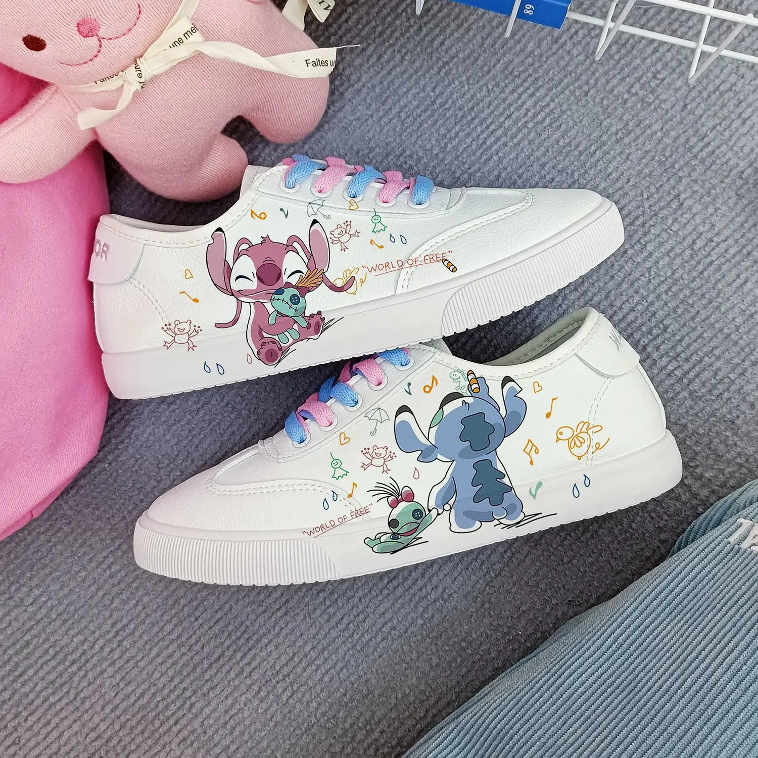 Disney girls cartoon Stitch princess cute Casual shoes non-slip soft bottom sports shoes for girlfriend gift