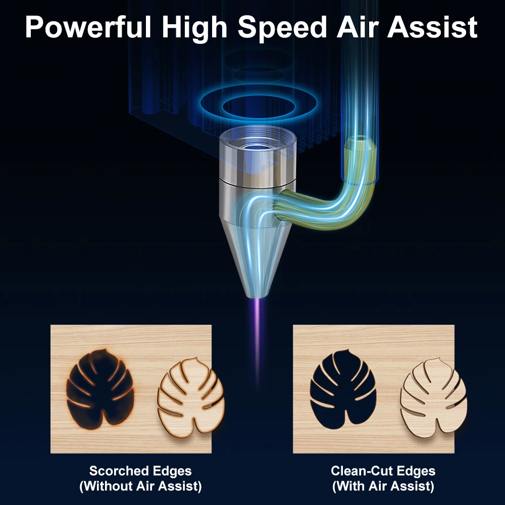 LASER TREE 5W módulo láser con asistencia de aire 450nm enfoque fijo TTL cabezal láser de luz azul para máquina de grabado de corte CNC DIY