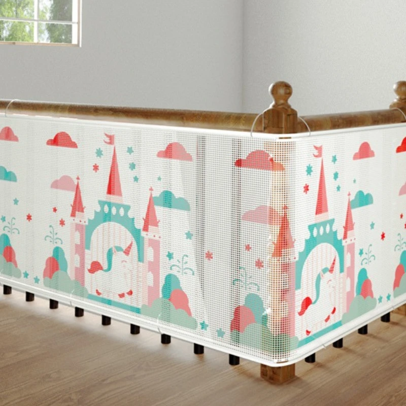 Extended size Thickened children's staircase protective net Balcony anti-fall net Safety rope net Kindergarten color decorative