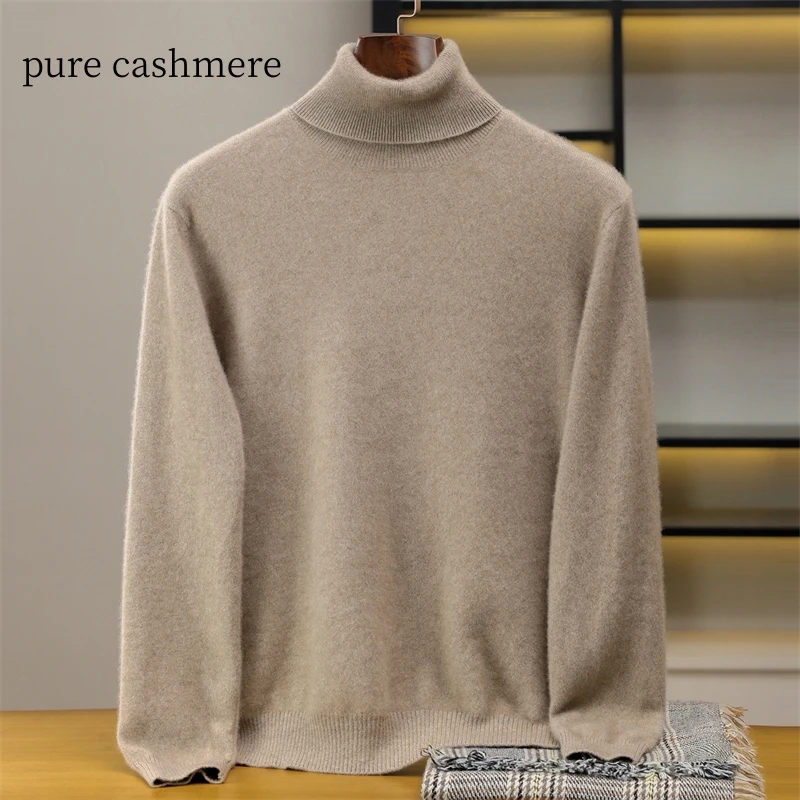 Class A 100% Pure Cashmere Sweater Men's Lapel Collar Pullover Sweater Autumn Winter New Knitted Versatile Basic Clothing