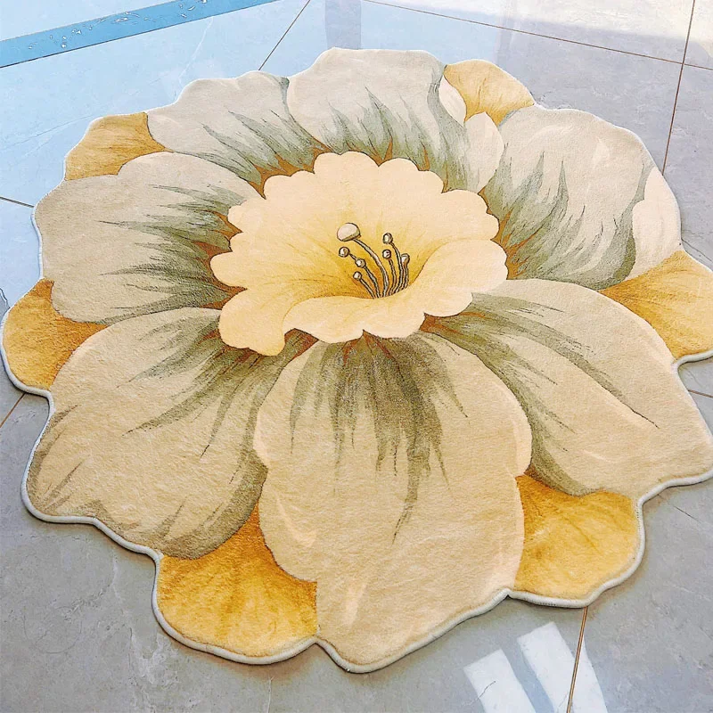 Creative Flower Bedroom Decor Rug Fluffy Soft Irregular Shaped Carpet Nordic Style Carpets for Living Room Thick Plush Floor Mat