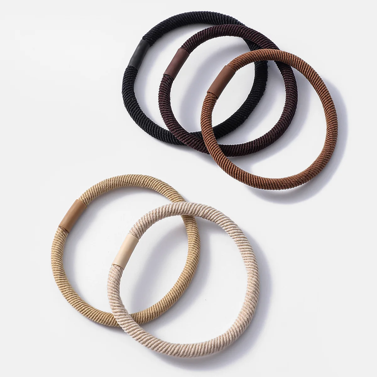 20Pcs Brown Color Twill Elastic Rubber Hair Bands Korean Simple Hair Rope Stretch Women Girls Hair Ties Scrunchies Accessories