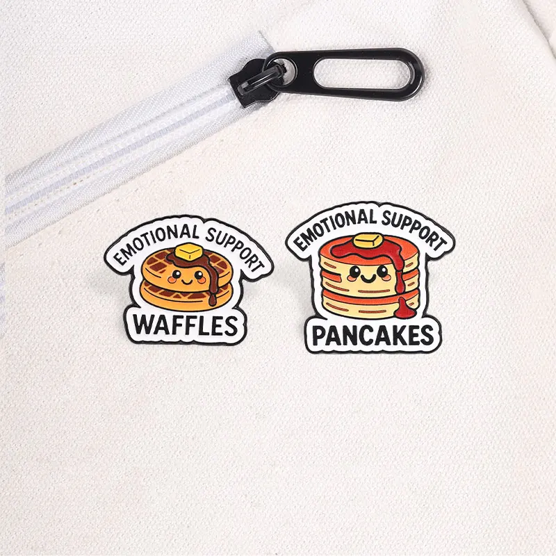 Niedliches Emaille-Abzeichen mit Frühstücks-Motiven, lustige Waffel-, Pfannkuchen- und Toast-Anstecknadel, Cartoon-Dekorationsbrosche-Set für Rucksack, Schmuck, Geschenke – Detail 5