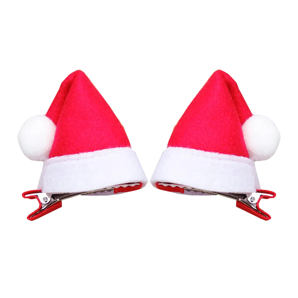 

2PCS Mini Hat Hair Clips Christmas Party Accessories Girls Women Women Hairpins Holiday Hairpins Non Fade Fabric Iron