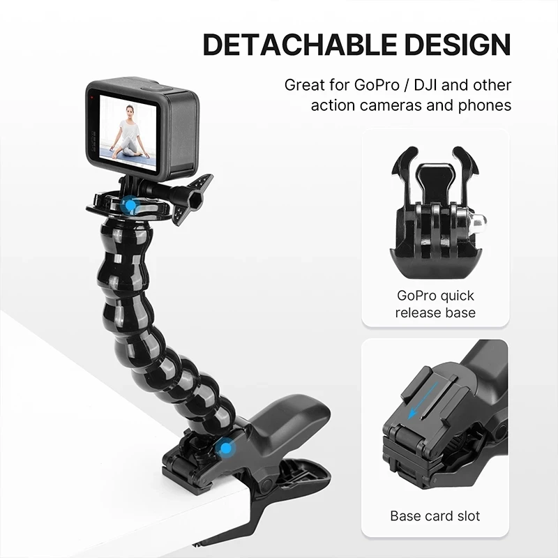 Telesin ajustável pescoço câmera maxilas flex super braçadeira de montagem tripé flexível para gopro hero 11 10 9 sjcam dji iphone 13 14 pro max