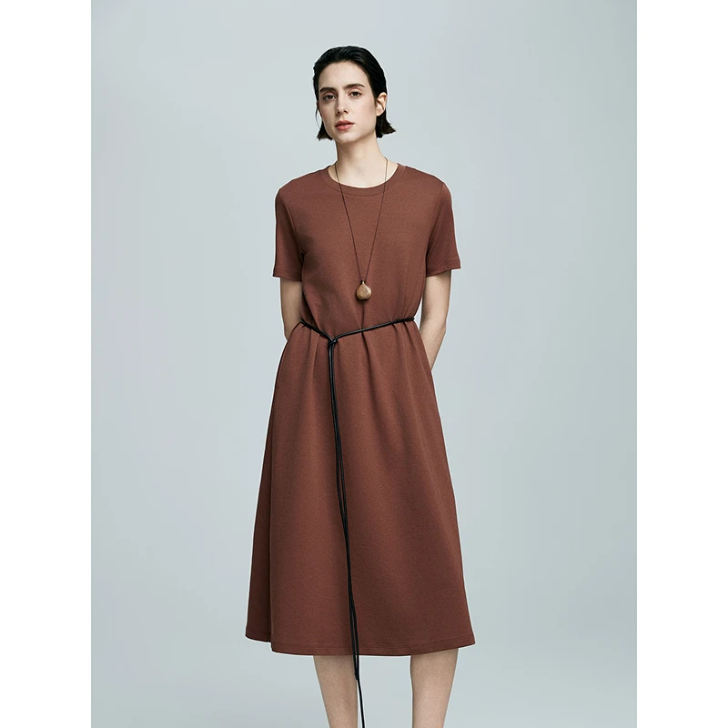 Luchtgevoel luie jurk met korte mouwen Lente/Zomer 2025, halflange T-shirtjurk dames Huidvriendelijk en ademend