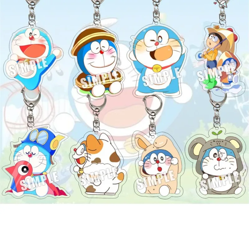 Classic Cartoon Blue Robot Cat Q Version Character Acrylic Keychain Acrylic Stand Desktop Ornament Bag Charm Collectible Cartoon