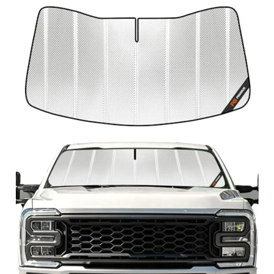 

Windshield Sun Shade for Ford F250/F350/F450/F550/F600 Super Duty 2023-2025: Full Coverage Rearview Mirror Shade, Reflective Po