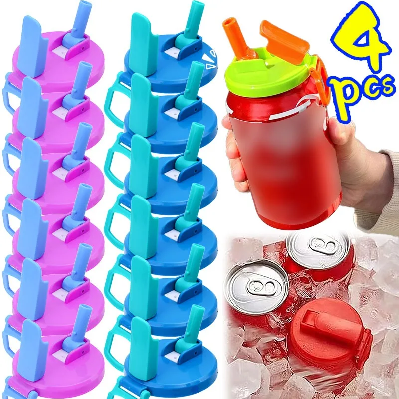 Tapa de lata de paja de calidad alimentaria, segura, no tóxica, a prueba de fugas, sellada, carbonatación bloqueada, pícnics portátiles, viaje, reutilizable, Soda Cola, cubierta de lata