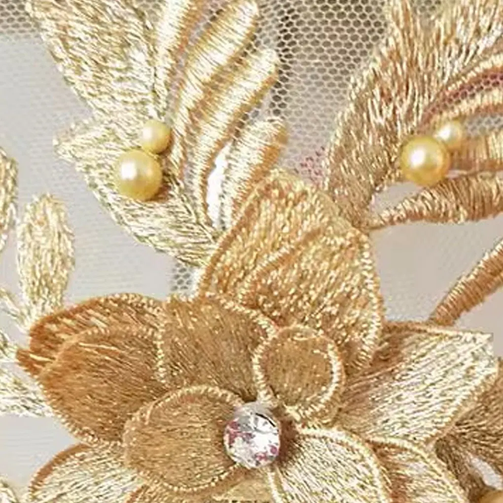 

Lace Applique Patch Decoration For Performance Clothing Stylish And Fashionable Dress Applique Gold