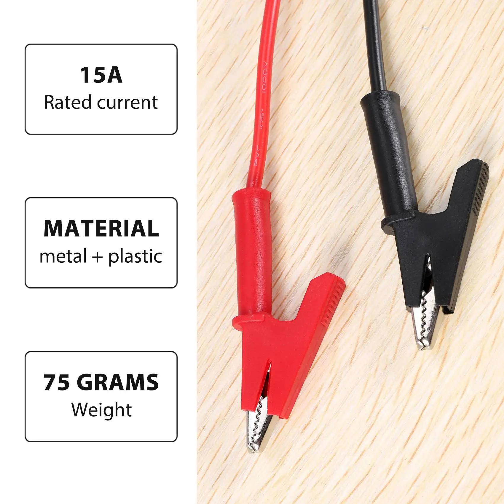 Par de cables de prueba con conector Banana a pinza de cocodrilo, Cable de prueba de laboratorio con conector Banana resistente de 1M de largo para multímetro