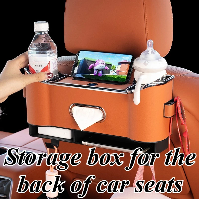 

Universal for Li Auto Mercedes Benz Back Seat Organizer 3 in 1 Multi-Function Car Storage Box with Cup Holders Tissue Dispenser