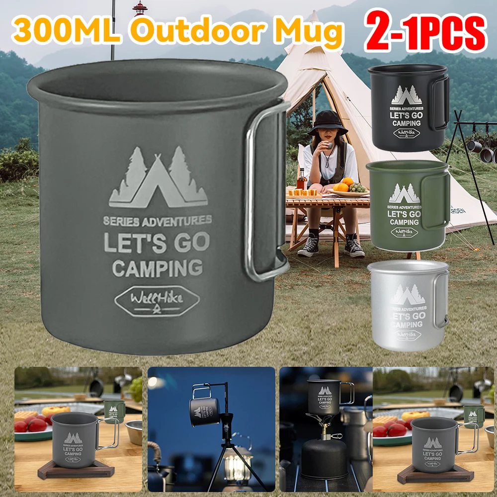 300ml Camping Aluminium Alloy Cup Beer Coffee Mug Camping Travel Water Cup Outdoor Kitchen Equipment Picnic Cooking Water Cup