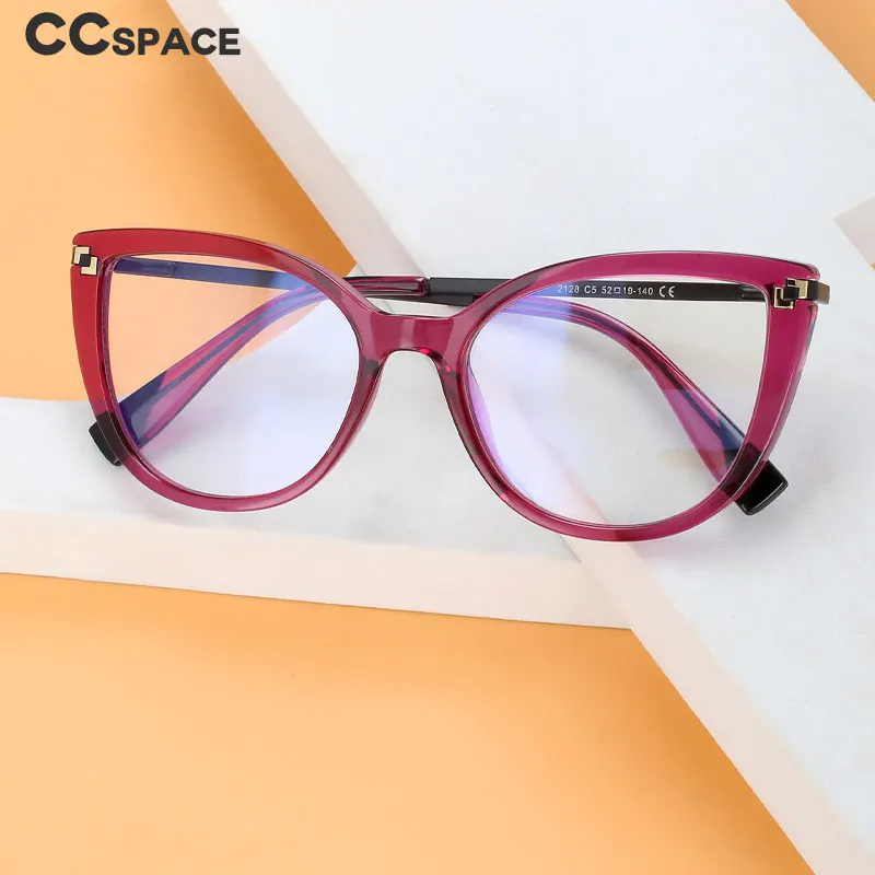 56520 Women\'s Fashion High Quality TR90 Anti Blue Light Glasses Metal Spring Hinge Customized Prescription Glasses