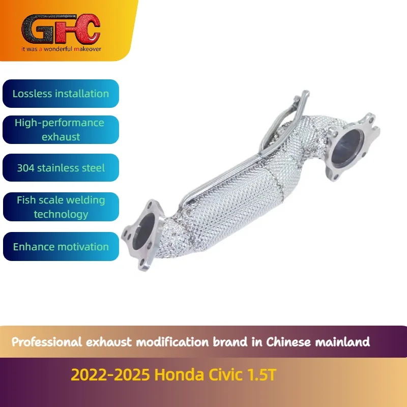 

GFC brand for the 2022-2025 Honda Civic 1.5T 304 stainless steel high-performance catless downpipe